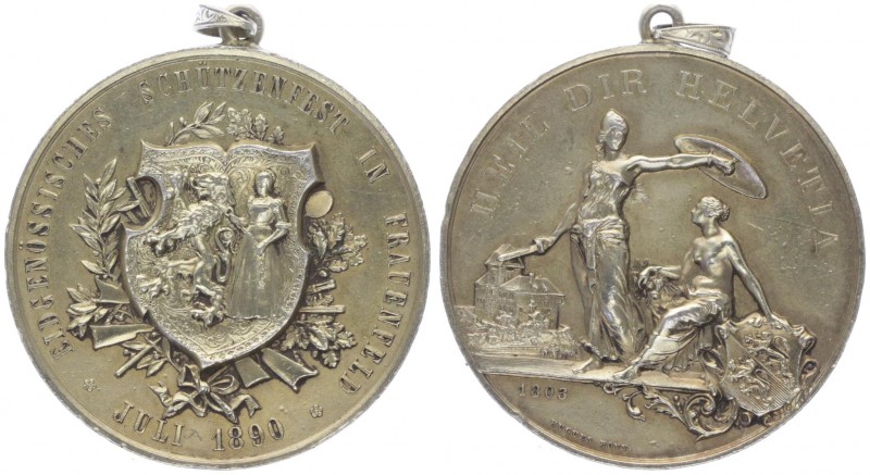 Silbermedaille, 1890
Schweiz. vergoldet, auf das Schützenfest in Frauenfeld, Ran...