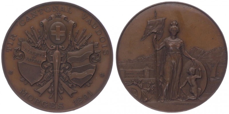 Kupfermedaille, 1891
Schweiz. Morges, Vaud.. 52,23g
bfr