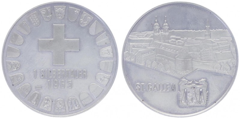 Silbermedaille, 1965
Schweiz. St. Gallen: 1 Silbertaler.. 28,16g
stgl