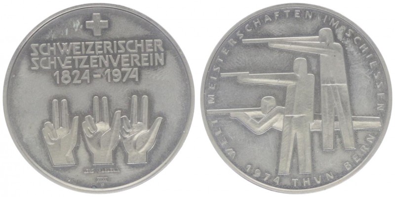 Silbermedaille, 1974
Schweiz. Weltmeisterschaft im Schießen, Thurn-Bern.. 15,00g...