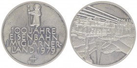 Silbermedaille, 1979
Schweiz. 100 Jahre Eisenbahn im Glarnerland, Dm 34 mm.. 14,94g
stgl