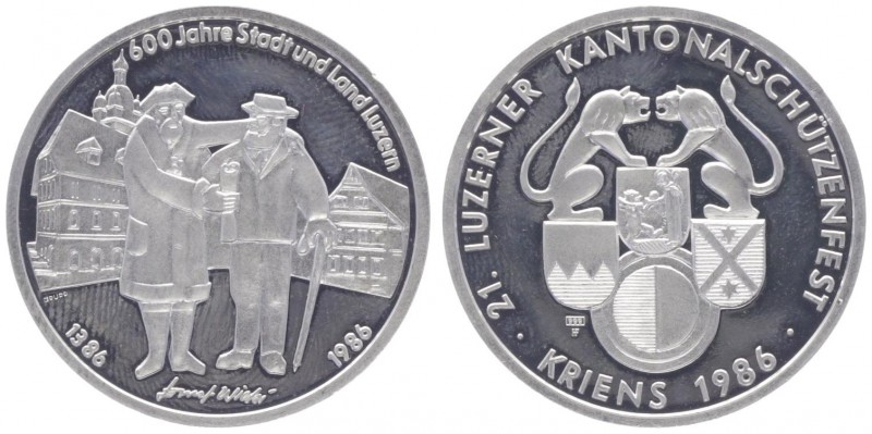 Silbermedaille, 1986
Schweiz. 600 Jahre Stadt und Land Luzern 1386-1986, Dm 33 m...