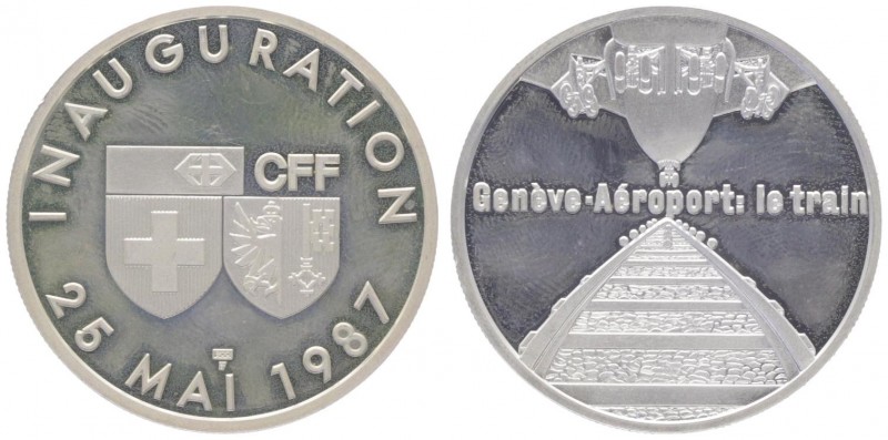 Silbermedaille, 1987
Schweiz. auf die Eröffnung der Eisenbahnanbindung zum Flugh...