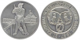 Ag - Schützenmedaille, 1987
Schweiz. auf das 21. Eidgenössische Kantonal-Schützenfest, Dm 42,5 mm.. 29,11g
stgl