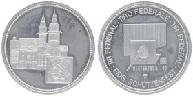 Ag - Schützenmedaille, 1990
Schweiz. auf das Schützenfest in Winterthur, Dm 33 mm.. 14,95g
stgl