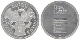 Ag - Schützenmedaille, o. Jahr
Schweiz. auf das Eidgenössische Schützenfest 1985 in Chur, Dm 33 mm.. 15,08g
stgl