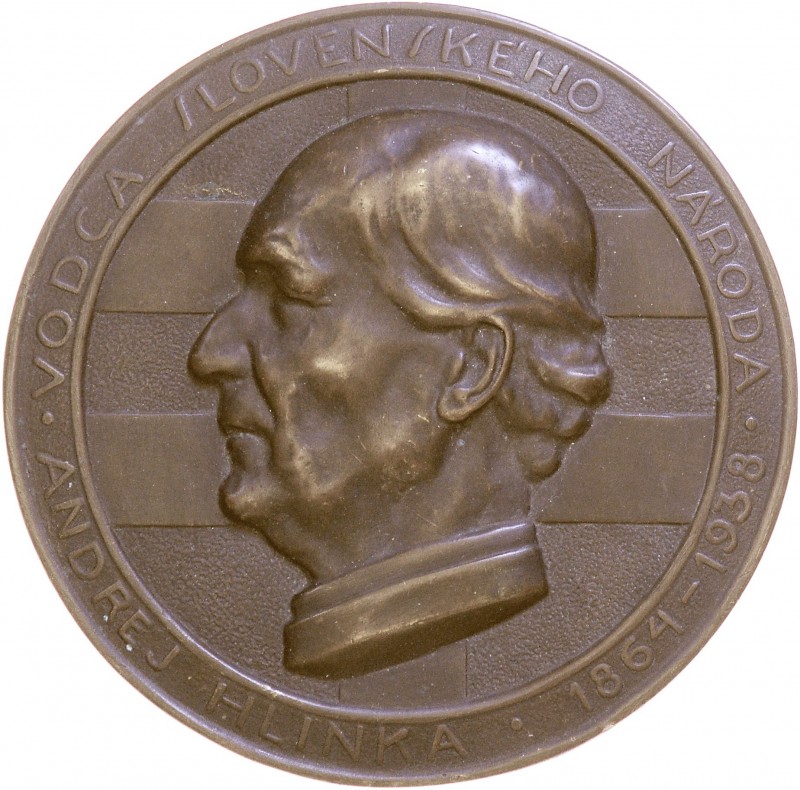 Bronze-Guss-Plakette, 1938
Tschechoslowakei. einseitig, auf Andrej Hlinka / Vodc...