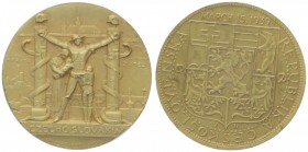 Bronzemedaille, 1939
Tschechoslowakei. auf die Besetzung der Tschechoslowakei.. 22,62g
vz