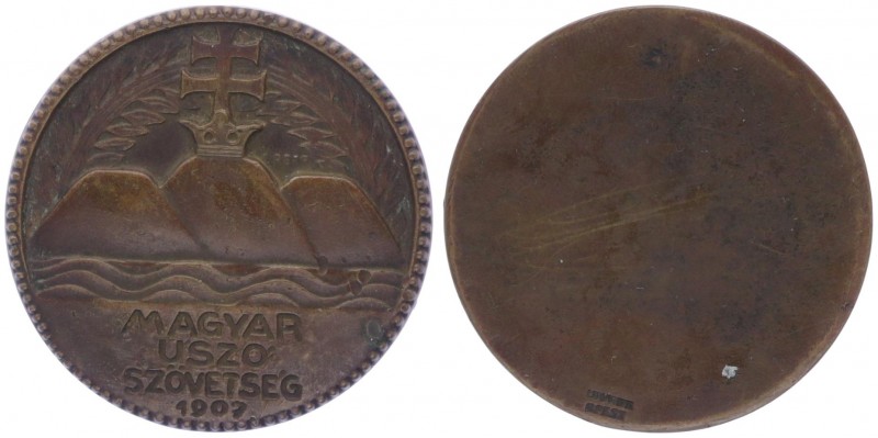 Kupfermedaille, 1907
Ungarn. einseitig, Magyar uszo Szövetseg, Dm 42 mm.. 24,26g...