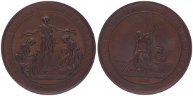 Bronzemedaille, 1876
USA. auf die 100-Jahrfeier der Unabhängigkeit. Weibliche Gestalt mit Schwert in der Rechten und erhobener Linken kniet fast v. v....