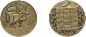 Bronzemedaille, 1985
USA. verglodet, Danbury Mint, Kalendermedaille, Co-Weltnatur von Edwart Grove, Dm 76 mm.. 178,31g
stgl