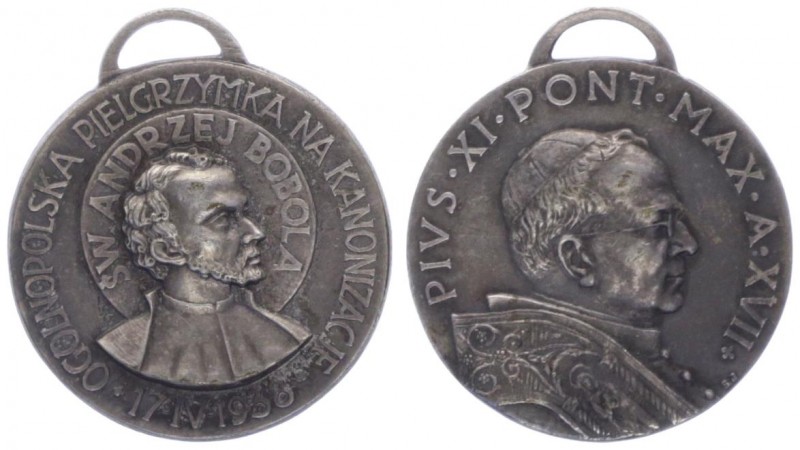 Medaille, 1938
Vatikan. Pius XI., auf die Heiligsprechung Andrzey Bobola.. 7,67g...