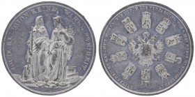 Franz Joseph I. 1848 - 1916
Zinnmedaille, 1849. auf die Verfassung vom 4. März, Stehende Personifizierungen der Religion und der Verfassung. Rv. Gekrö...