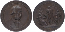 Franz Joseph I. 1848 - 1917
Bronzemedaille, 1877. auf Ritter von Cassian, Direktor der KuK Donaudampschiffahrtsgesellschat, zum 25 jährigen Dienstjubi...