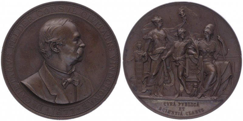 Franz Joseph I. 1848 - 1917
Bronzemedaille, 1877. auf Dr. Gaetano Felder, Konsul...