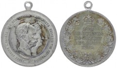 Franz Joseph I. 1848 - 1916
Zinnmedaille, 1879. an das 25-jährige Hochzeitsjubiläum des Kaisers, Dm 31 mm, mit original Öse.
Wien
8,41g
vz