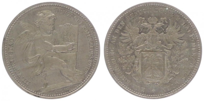 Franz Joseph I. 1848 - 1916
Neusilbermedaille, 1883. auf den Besuch der Münze an...