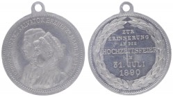 Franz Joseph I. 1848 - 1916
Alumedaille, 1890. auf die Hochzeit von Franz Salvator und Marie Valerie.
Wien
2,27g
vz/stgl