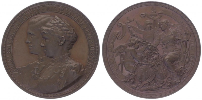 Franz Joseph I. 1848 - 1916
Bronzemedaille, 1890. auf die Verlobung von EH Franz...