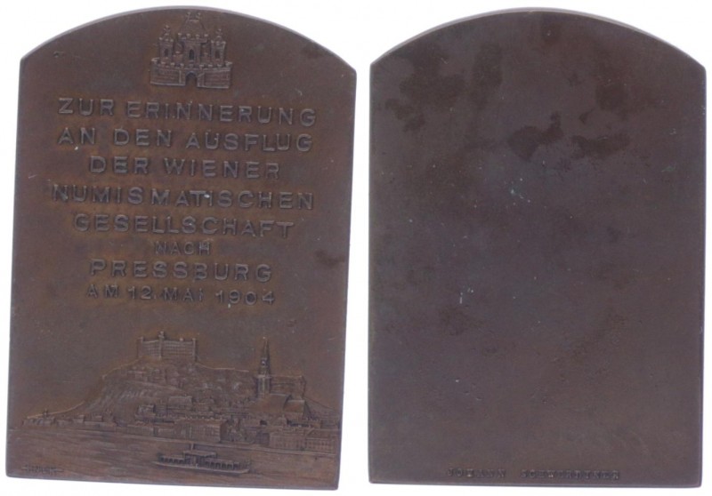 Franz Joseph I. 1848 - 1916
Cu - Plakette, 1901. einseitig, auf den Ausflug der ...