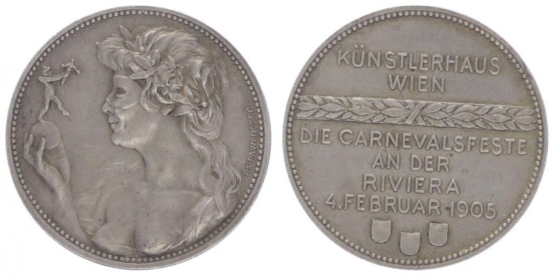 Franz Joseph I. 1848 - 1916
Silbermedaille, 1905. auf die Carnevalfeste an der R...