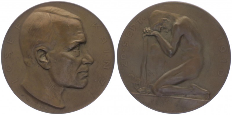 Franz Joseph I. 1848 - 1916
Bronzemedaille, 1910. auf den Tod von Josef Kainz 18...