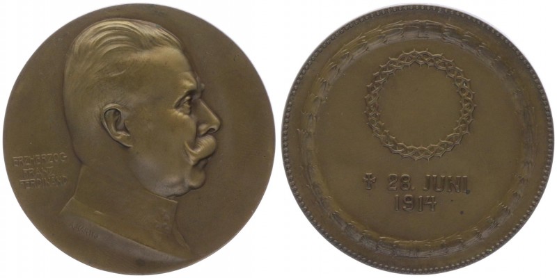 Franz Joseph I. 1848 - 1916
Bronzemedaille, 1914. auf die Ermordung von Erzherzo...