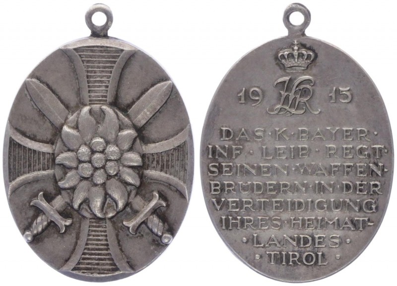 Franz Joseph I. 1848 - 1916
Bronzemedaille, 1915. versilbert, das K. Bayer Infan...