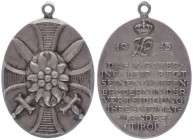 Franz Joseph I. 1848 - 1916
Bronzemedaille, 1915. versilbert, das K. Bayer Infanterie Leib. Regiment seinen Waffenbrüdern in der Verteidigung ihres He...