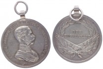Franz Joseph I. 1848 - 1916
Silbermedaille, o. Jahr. auf die Tapferkeit mit Öse, Dm 31 mm.
Wien
18,13g
vz
