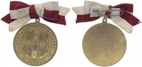 Franz Joseph I. 1848 - 1916
Bronzemedaille, o. Jahr. Schlaraffia Vindobona 5. Januar, vergoldet, einseitig mit Band an original Öse, Dm 50 mm.
Wien
39...