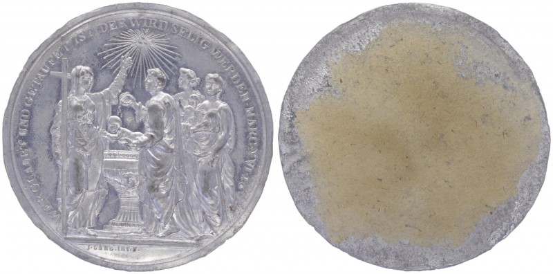 Franz Joseph I. 1848 - 1916
Zinnmedaille, o. Jahr. einseitig, auf die Heilige Ta...