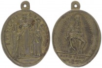 Franz Joseph I. 1848 - 1916
Wallfahrtsmedaille, o. Jahr. Messing, oval, auf S. Vigilius / S. Valentinus, Maria Trost in Mais, Dm 45x33mm, mit original...