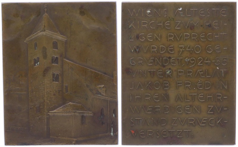 Franz Joseph I. 1848 - 1916
Bronzemedaille, o. Jahr. Plakette auf Wien's älteste...