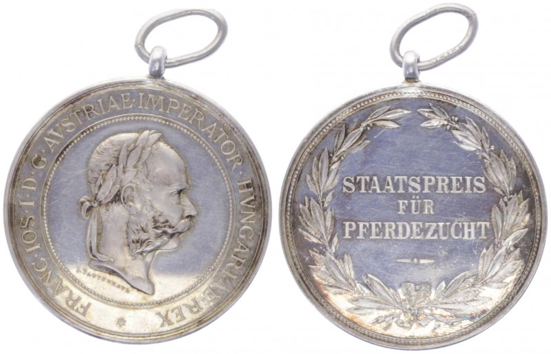 Franz Joseph I. 1848 - 1916
Silbermedaille, o. Jahr. Staatspreis für Pferdezucht...