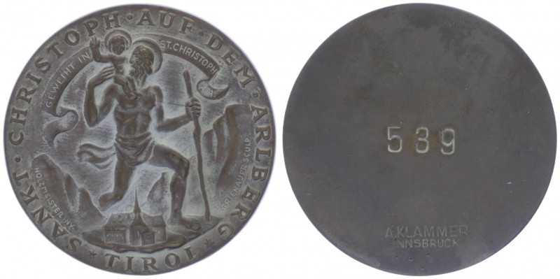 Franz Joseph I. 1848 - 1916
Kupfermedaille, o. Jahr. einseiig auf St. Christoph/...