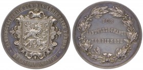 Franz Joseph I. 1848 - 1916
Silbermedaille, o. Jahr. auf die Verdienstefür das Königreich Böhmen.
Wien
42,26g
vz/stgl