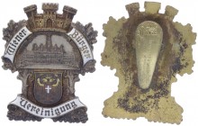 Franz Joseph I. 1848 - 1916
Anstecker, o. Jahr. der Wiener Bürgervereinigung, vergoldet, versilbert und emailliert.
Wien
24,20g
vz