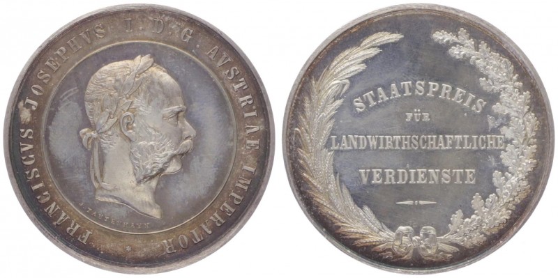 Franz Joseph I. 1848 - 1916
Silbermedaille, o. Jahr (1875). Staatspreis für Land...