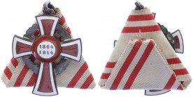 Franz Joseph I. 1848 - 1916
Orden. Ehrenzeichen vom Roten Kreuz 1864 - 1914, Emailabsplitterung am Band, 2. Klasse.
24,34d
ss/vz