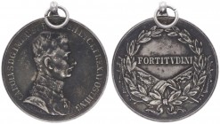Karl I. 1916 - 1918
Silbermedaille, o. Jahr. von H. Kautsch, uniformiertes Brustbild r.//Schriftzug FORTITVDINI in Lorbeerkranz, unten zwei gekreuzte ...