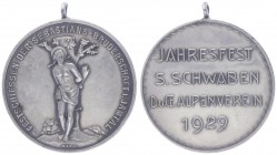 Bronzemedaille, 1929
auf das Festschießen der Sebastian Bruderschaft im Jauntal, jedoch versilbert, mit Öse.. Hall
16,73g
vz