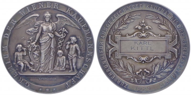 Silbermedaille, 1929
auf die Verdienste der Wiener Kaufmannsschaft 1929, für Kar...