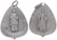 Wallfahrtsmedaille, o. Jahr
in Zink, auf die Heilige Notburga, Eben - Tirol, Dm 36x28 mm.. 10,10g
vz