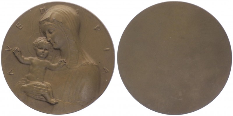 Bronzemedaille, o. Jahr
einseitig, auf die heilige Muttergottes mit Kind, von Ha...