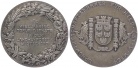 Silbermedaille, o. Jahr
auf die Verdienste für treue Dienste in der Land- und Fortswirtschaft, NÖ/Wien.. Wien
105,96g
vz