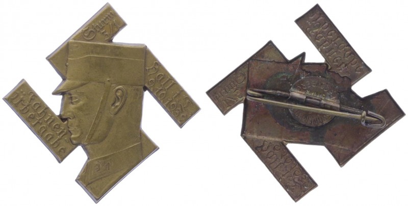 Anstecker, 1932
auf die Fahnenübergabe Hall in Tirol, Dm 31x31 mm.. Wien
4,09g
s...