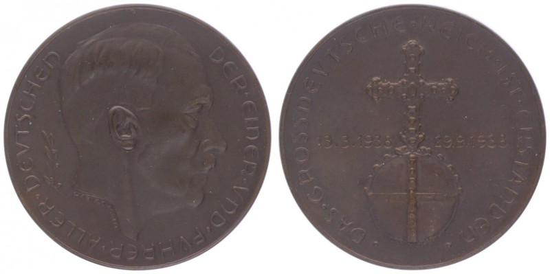Bronzemedaille, 1938
von Hanisch-Concee, Schaffung des Großdeutschen Reiches dur...