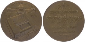 Bronzemedaille, 1957
auf die Eröffnung des Kongresshauses in Salzburg, 12. Jänner 1957.. Salzburg
110,58g
stgl