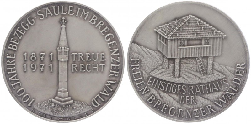 Silbermedaille, 1971
auf die 100 Jahr Feier der Bezegg-Säule im Bregenzer Wald.....